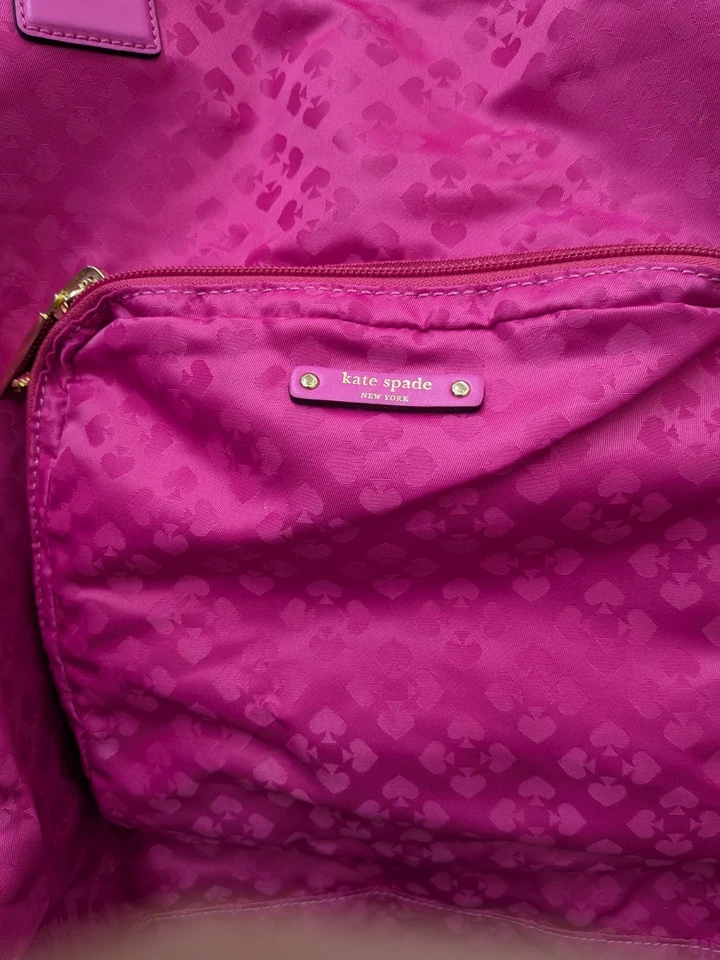 Bolso de Lona Plegable Kate Spade Roma Magenta y Rojo Foto 2 de 4