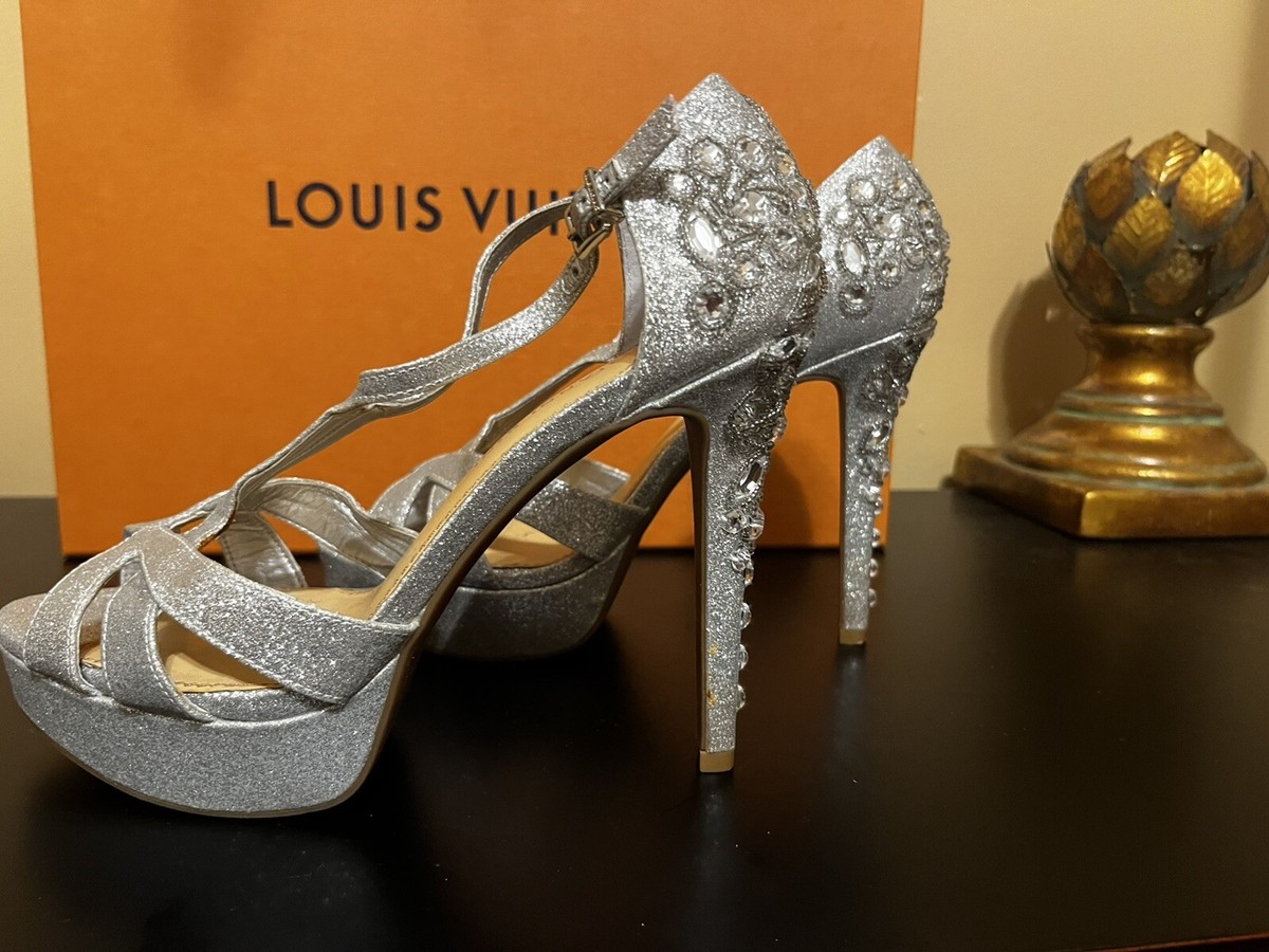 Gianni Bini Silver Glitter Rhinestones Stiletto Platform  display picture 1