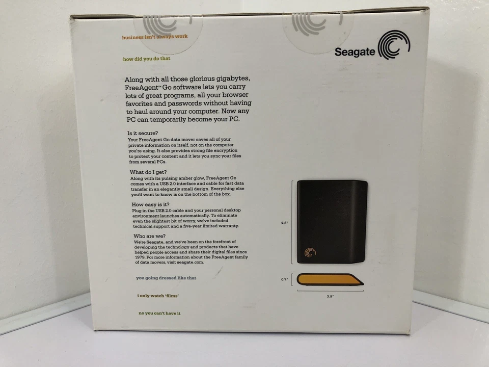 Seagate FreeAgent Go 80GB Portable External Hard Drive For Windows PC NEW SEALED - Image 4 of 4