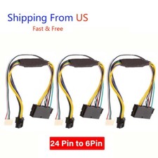 3pcs 24 Pin to 6 Pin ATX PSU Power Adapter Cable for Dell OptiPlex and More MB