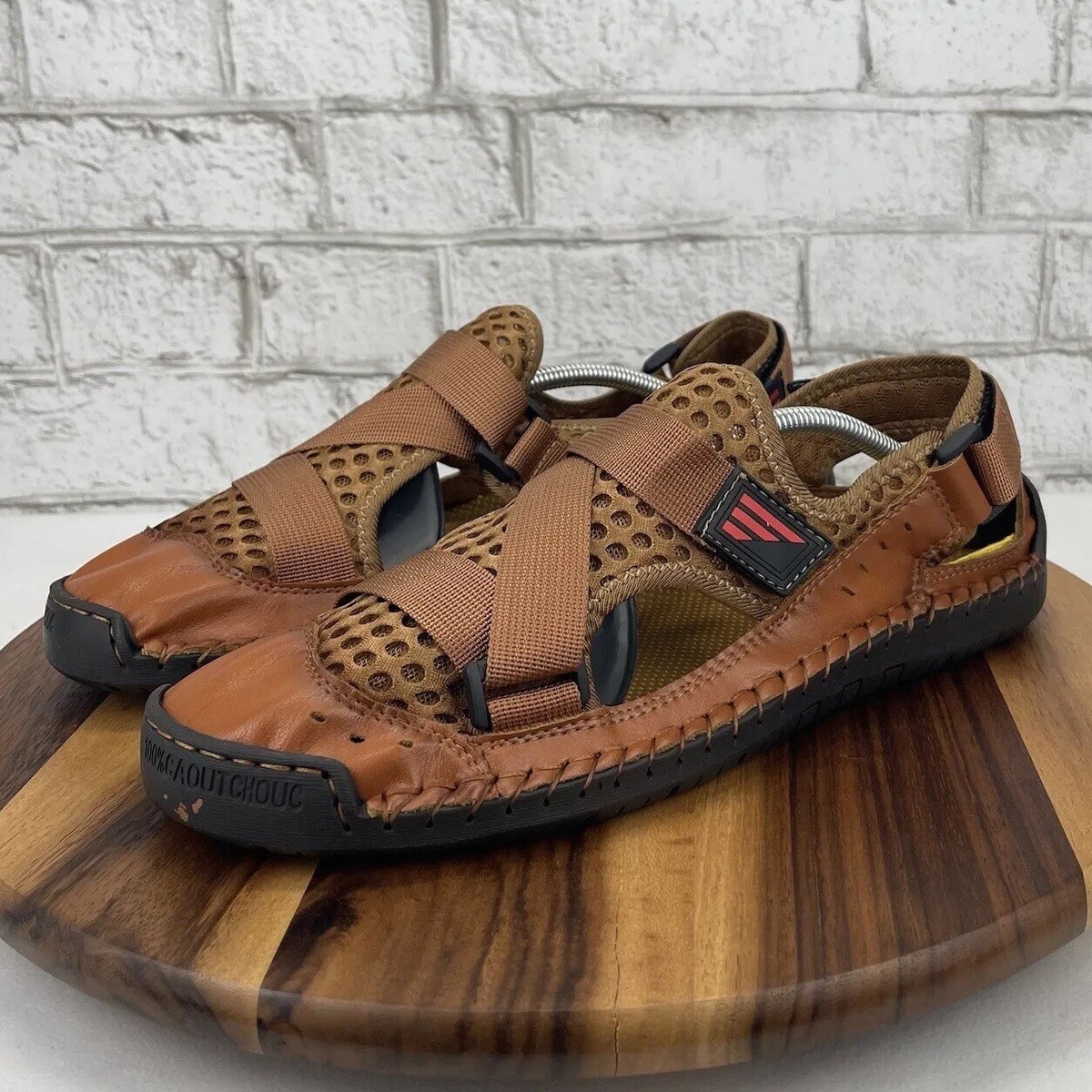 Summer Mens Casual Beach Fashion Sandals Brown PU Leather Strappy Non Slip