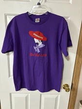 Red Hat Society Womens Fruit Of  The Loom Shirt Size L Purple Lady Short Sleeve