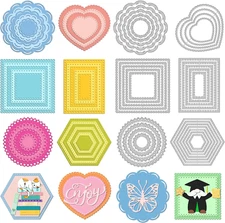 6 Styles Frame Metal Die Cuts Rectangle Die Cut Shapes Heart Cutting Dies for Ca