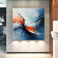 Blue Red Hand-painted abstract oil Painting on canvas Home Wall Decor 24in