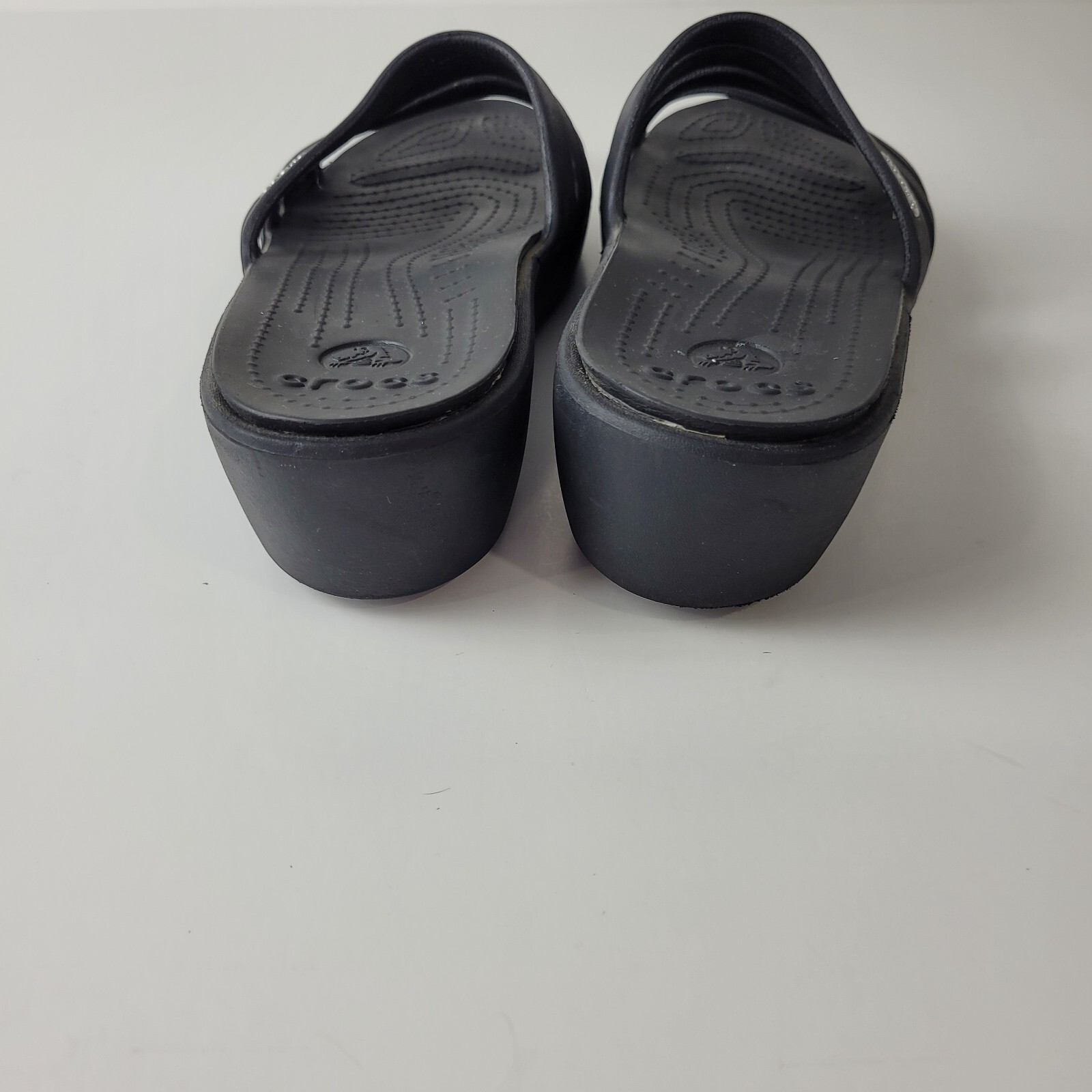 Crocs Sandals Womens 10 Black Rhonda Wedge Slip On St… Gem