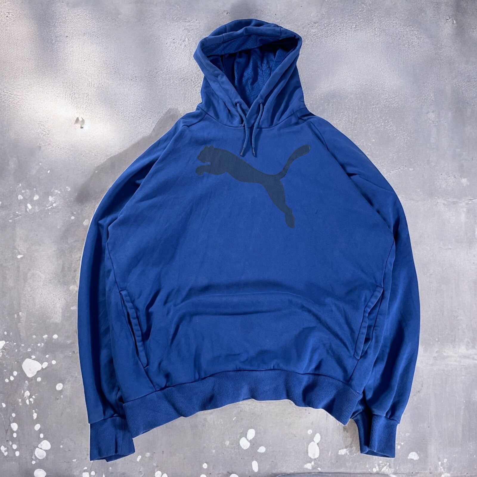 Puma Vintage Blue Hoodie Casual Cotton Sports Logo Men Size XL