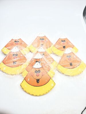 CANDY CORN Face Anthropomorphic Hand-Painted Wooden Decor HALLOWEEN Ornaments