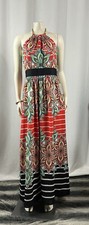 Eliza J Maxi Dress Womens Tropical Print Halter Neck Sleeveless Flowy Size 6P