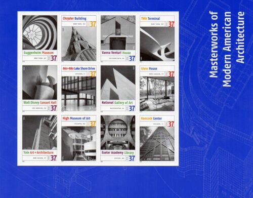 U.S. SHEET OF 12 SCOTT#3910 2005 37ct MODERN AMERICAN ARCHITECTURE MNH