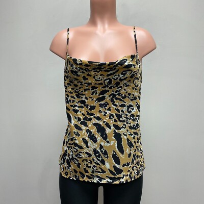 Topshop Womens Animal Print Cowl Neck Satin Camisole Leopard Cami