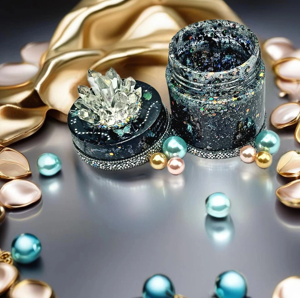 Tarro de almacenamiento grande de cristal brillante decoración de oficina en casa hecho a mano Foto 2 de 4