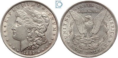 USA, Morgan Dollar, 1889 o. Mzz, Philadelphia, 1 $ Silber, Erhaltung! [MZ507