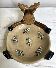 Sonoma Lodge Moose Rustic Open Candy Trinket Dish Stoneware Pottery