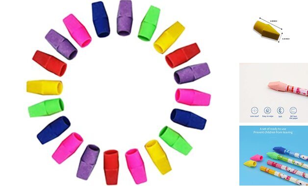 Pencil Top Erasers,20 PCS Pencil Erasers Set,Eraser Caps for Pencils,Cap 