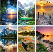6 Pack Paint by Numbers for Adults Kids Beginner Adult DIY Landscape Oil Pain...