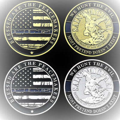 2 Stück Blessed Are The Peacemakers Saint Michael Medaille Neusilber/vergoldet