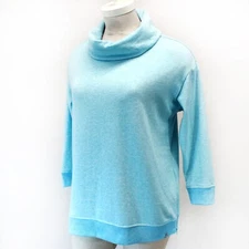 T by TALBOTS Plus Blue Turtle Neck Fleece Sweatshirt PULLOVER Top 2X