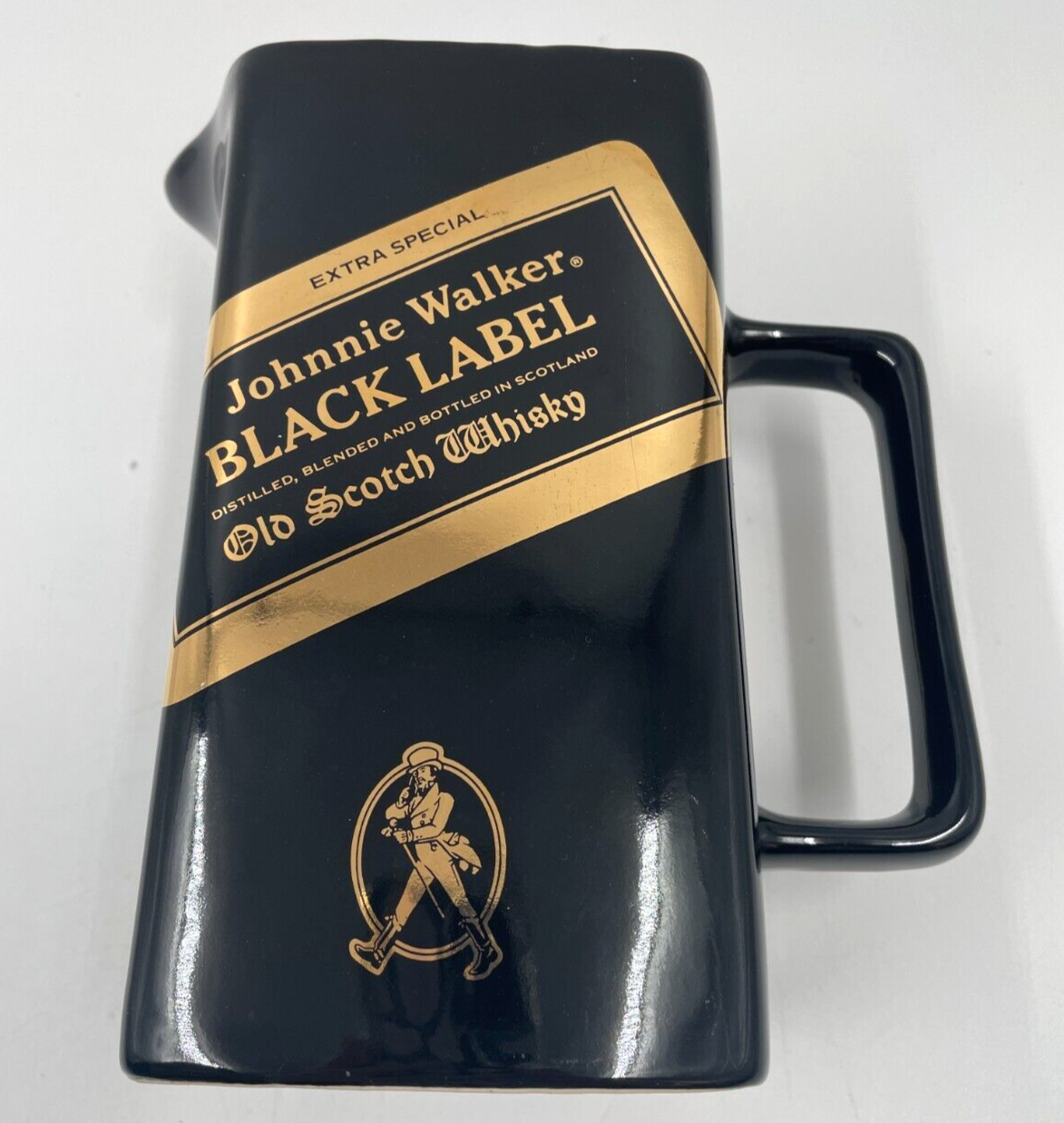 Seton Pottery Johnnie Walker Black Label Scotch Whisky Jug Black Gold