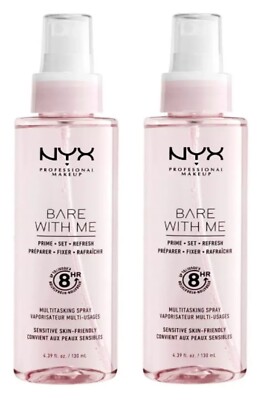 Lot of 2 NYX Professional Makeup Bare with Me Prime Set Refresh Spray 4.39fl oz.
