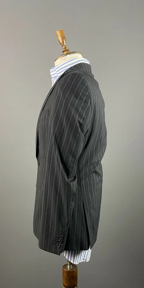 Men JUST CAVALLI Black Striped Two Button Sport Coat Blazer Size 50 - Image 4 of 4