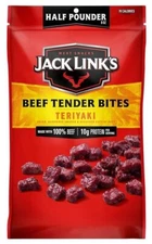 Jack Link's Beef Tender Bites, Teriyaki, Half Pounder Bag - Flavorful Meat Prote
