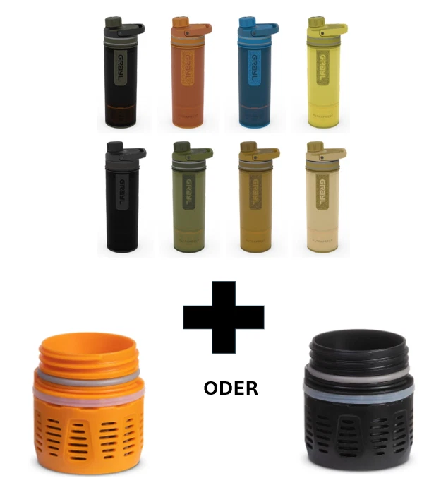 Grayl UltraPress Wasserfilterflasche Bundle mit Ersatzfilter *spare 10% zum UVP*