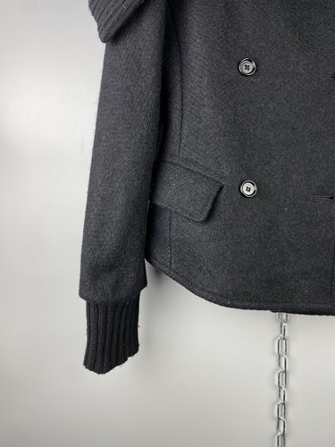 Max Mara Womens Luxury Alpaca Wool High Neck Black Pea Coat Jacket Sz US 6 / S - Picture 7 of 18