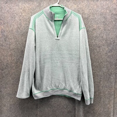 Tommy Bahama Sweater Men Large Mint Green Gray Reversible Pullover