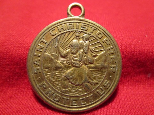 St Christopher Medal Brass San Juan Capistrano 1-1/8" dia