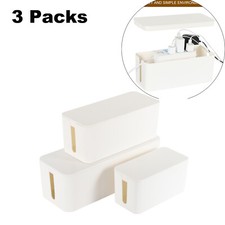 3PCS White Cable Management Box Power Strip Cord Surge Protector Organizer Box