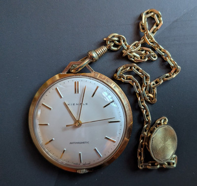 Taschenuhr Kienzle vergoldet Vintage mit Uhrkette