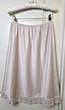 Vtg 1980s Vanity Fair Pink Champagne Shimmery Stripes Half Slip Skirt Lace M TT