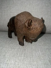 Vintage carved Ironwood Bison/Buffalo  Statue 6” Long X 4 1/2" Tall Beautiful