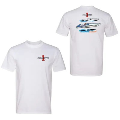 Cigarette Racing Boat T-Shirt White Offshore Speed Boat Graphic Tee