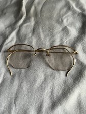 Vintage American Optics 1/10 12k GF Gold Filled Semi Rimless Glasses And Case