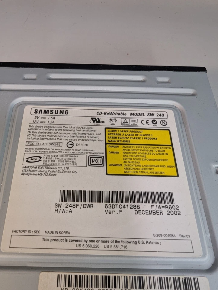 Samsung SW-248 KR-02X480 CD-RW Optical Disc Drive - Image 3 of 3