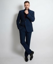 Men's Pierre Cardin 2 Piece Suit Tailored Fit Ink Blue