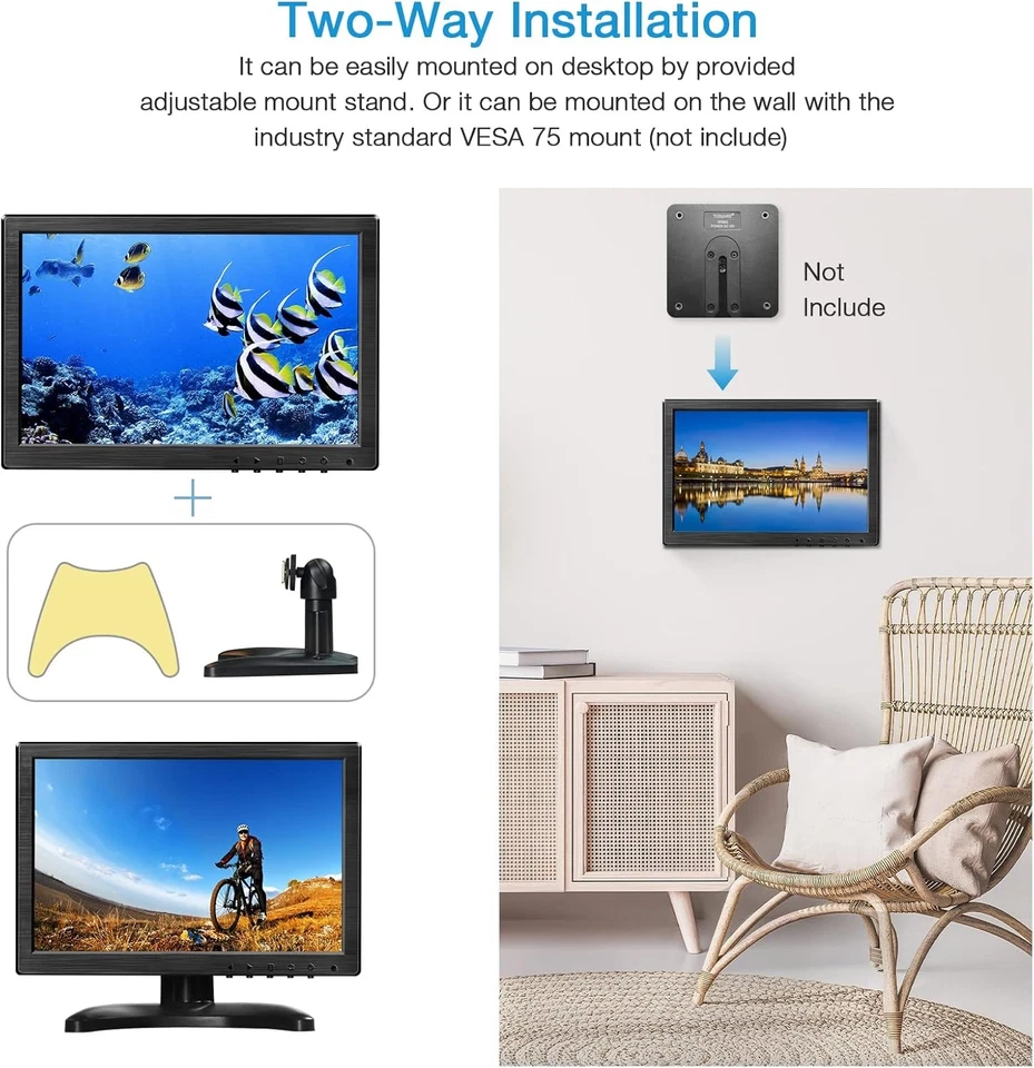 Portable Mini Computer Monitor Security Monitor TouchScreen LCD Display HDMI/VGA - Image 3 of 4