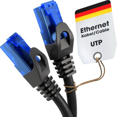 KabelDirekt - Netzwerkkabel - überträgt 10Gbps & Glasfaser 10m, schwarz/blau 