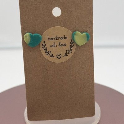 Tiny Heart Stud Polymer Clay Earrings (handmade, See Description)