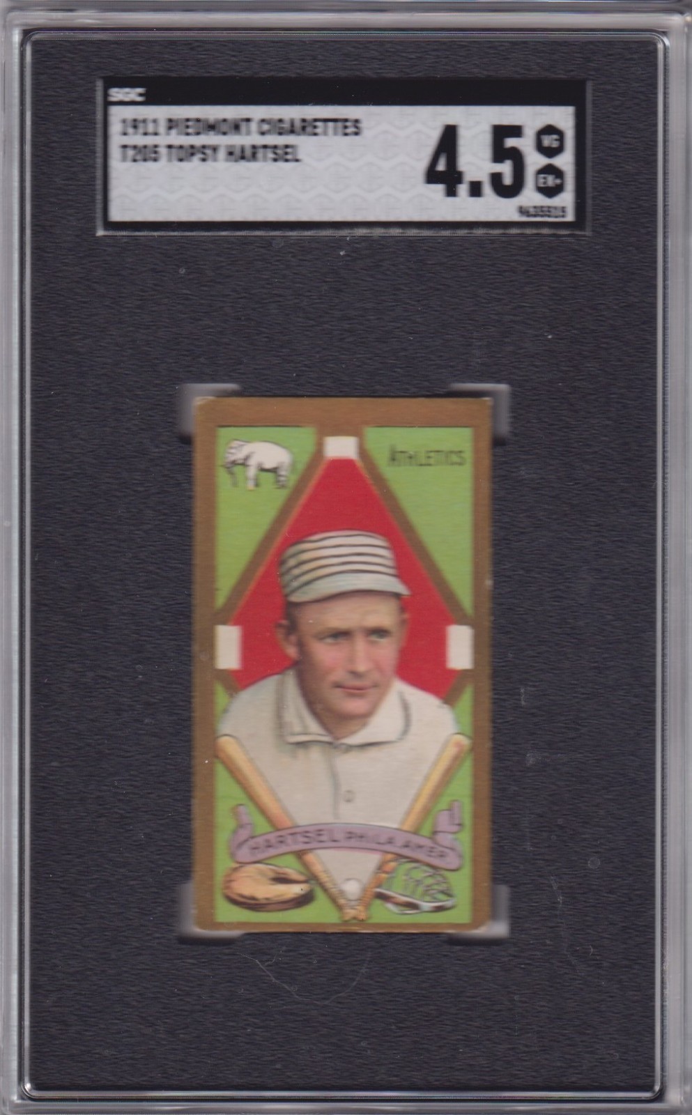 1911 T205 TOPSY HARTSEL SGC 4.5 VG/EX+ Very Good-to-Excellent-Plus Piedmont rev.