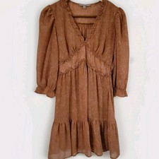 Terracotta Chiffon Mini Dress Boho Bloomcore Prarie Cottage Coquette Y2K Small ⚘