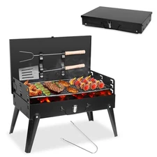 Portable Charcoal Grill, Small Foldable Barbecue BBQ Grill Charcoal for Outdo...