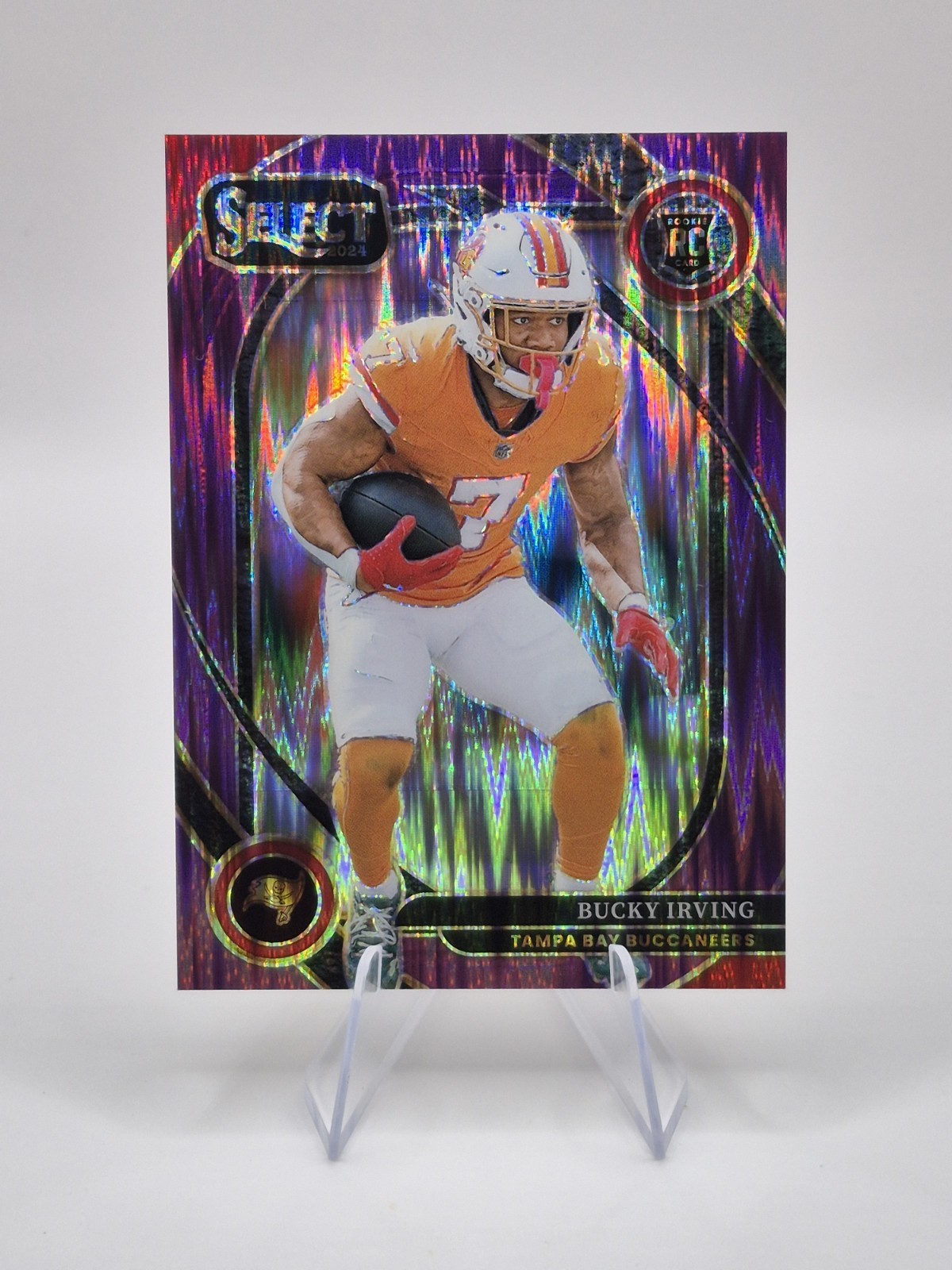 Bucky Irving 2024 Select Football Club Level Purple Shock /360 RC Bucs