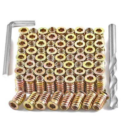 80 Pcs 1/4 ''- 20 Threaded Inserts for Wood - Metal Screws Assortment Hex Socket