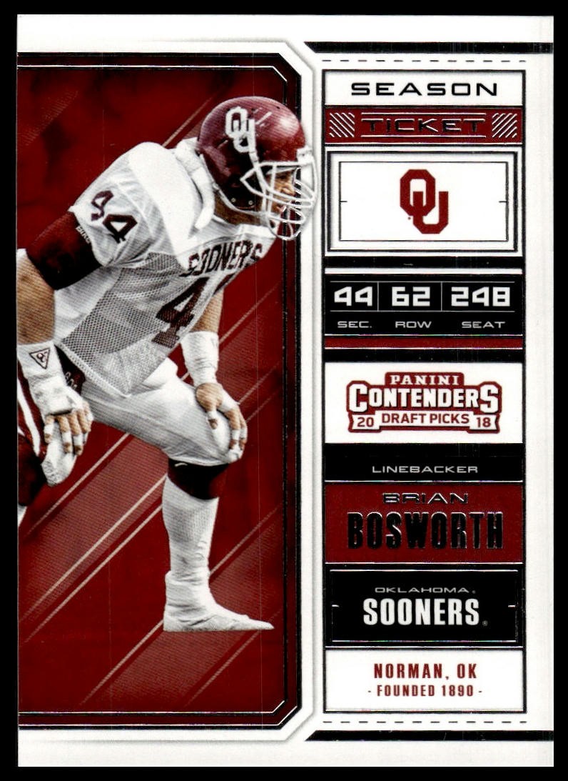 2018 Panini Contenders Draft Picks Brian Bosworth #14