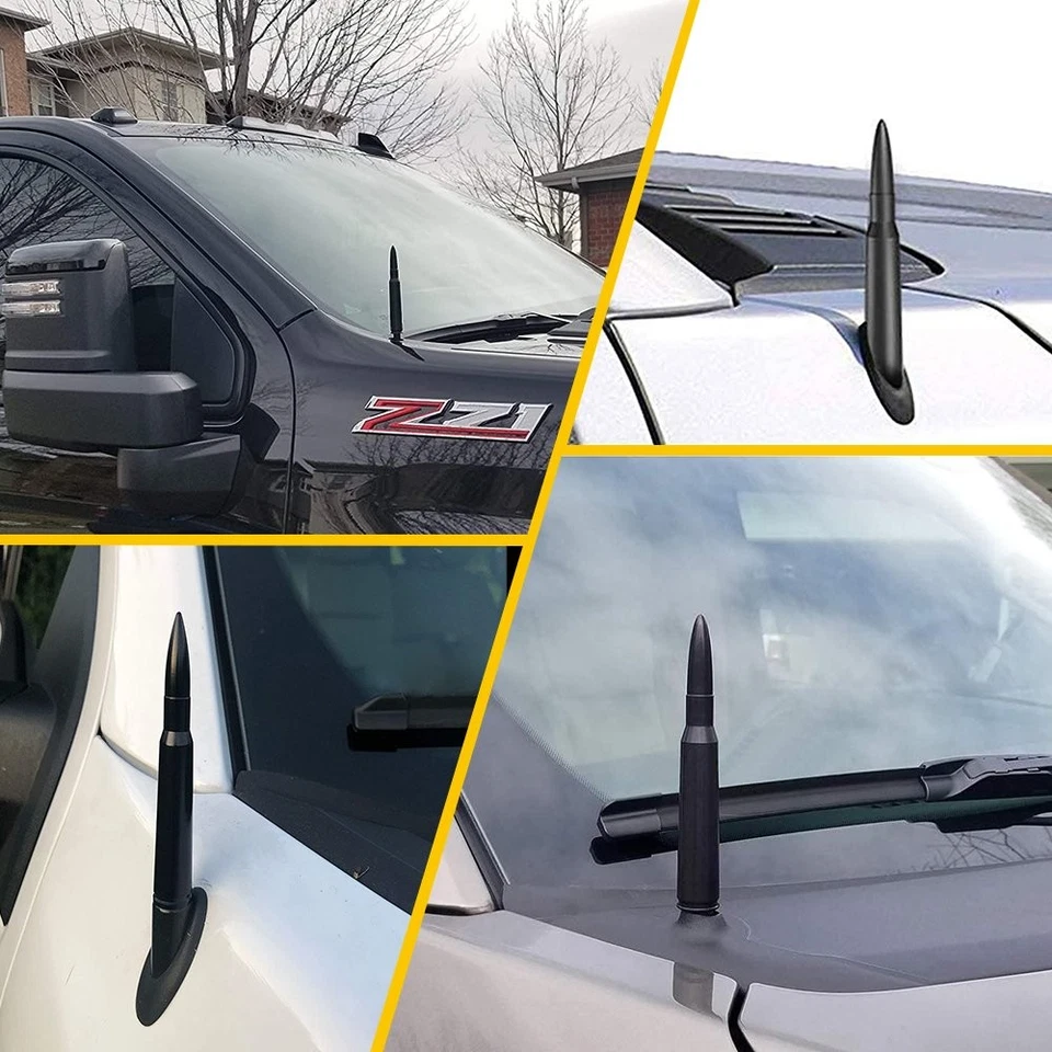 1x ANTENA CORTA CALIBRE 50 BALA ALUMINIO NEGRO para COCHE 2010-2016 Ford F-350 Foto 4 de 4