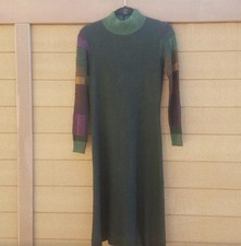 90’s Vintage Women’s Sweater Dress Green Textured Knit Mock Neck Size 8