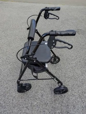 Pro Basics Rollator Aluminum Folding Walker with Seat and Storage 8" Wheels...