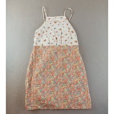 American Eagle White Orange Floral High Neck Mini Dress Size S